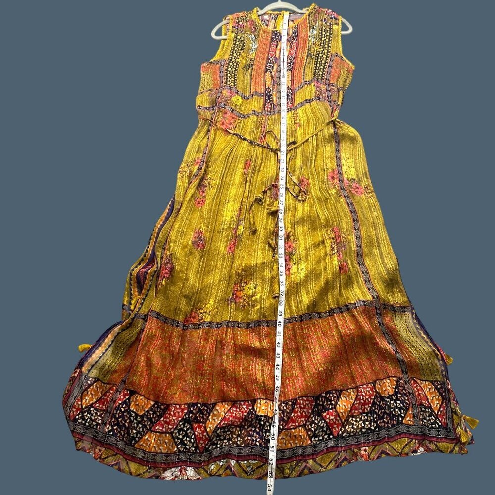 Bhanuni By Jyoti Anthropologie Citron Sleeveless Maxi Dress S slip dress lined t - Picture 12 of 15